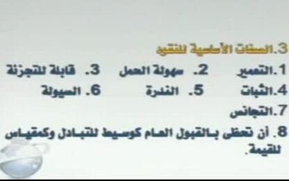 الصفات الاساسية للنقود