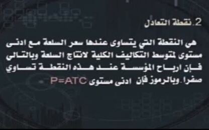  تحليل توازن تحليل توازن المؤسسة التنافسية الكاملة في المدى القصير باستخدام الاسلوب الحدي واشتقاق منحنى عرض المؤسسة  .