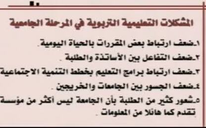 المشكلات  التعليمية التربوية في المرحلة الجامعية