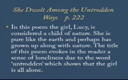 William Wordsworth:&quot;She Dwelt Among the Untrodden Ways&quot;