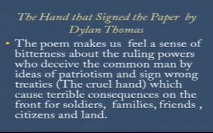 Dylan Thomas: &quot;The Hand that signed the paper&quot;