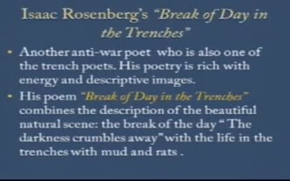 Issac Rosenberg:&quot;Break of Day in the Trenches&quot;