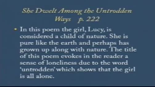 William Wordsworth:"She Dwelt Among the Untrodden Ways"