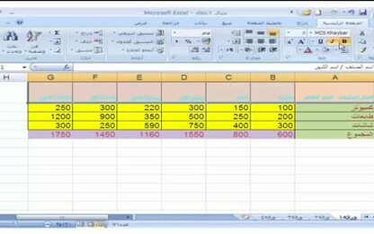 برنامج Excel 2007 - التعامل مع المصنّف - تنسيق الجدول