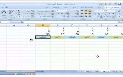 برنامج Excel 2007 - عمليات على بيانات الجدول - تعبئة البيانات